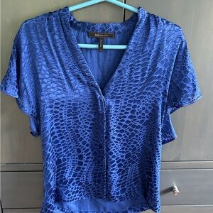 BCBGMaxAzria Blue Mandarin Collar Blouse